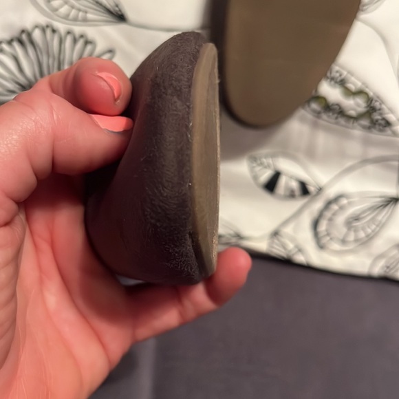 Dark great ankle strap ballerinas shoe suede front with faux leather backing - Picture 3 of 9